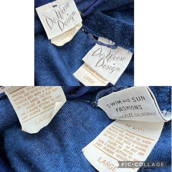 Vintage De Weese Two Piece Pants Set Pajama Button Front Shirt Size Large - Picture 10 of 10